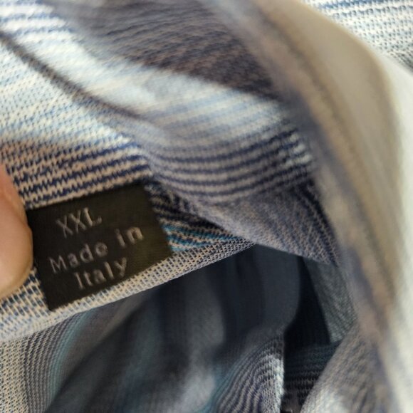 Ermenegildo Zegna‎ XXL Stripe Blue & Gray Cotton/Silk Mens Button-Up Shirt - Picture 3 of 8
